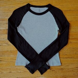 Brandy Melville Bella Long Sleeve Top in Black and Grey